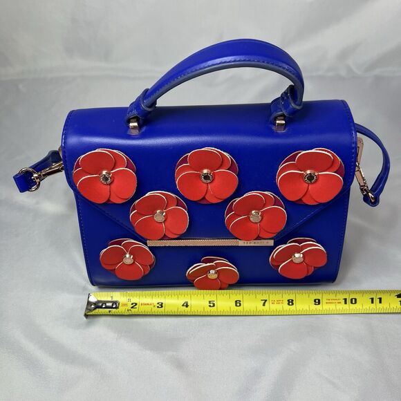 Ted Baker London Blue With Poppies Lady Bag Satchel - Picture 9 of 11